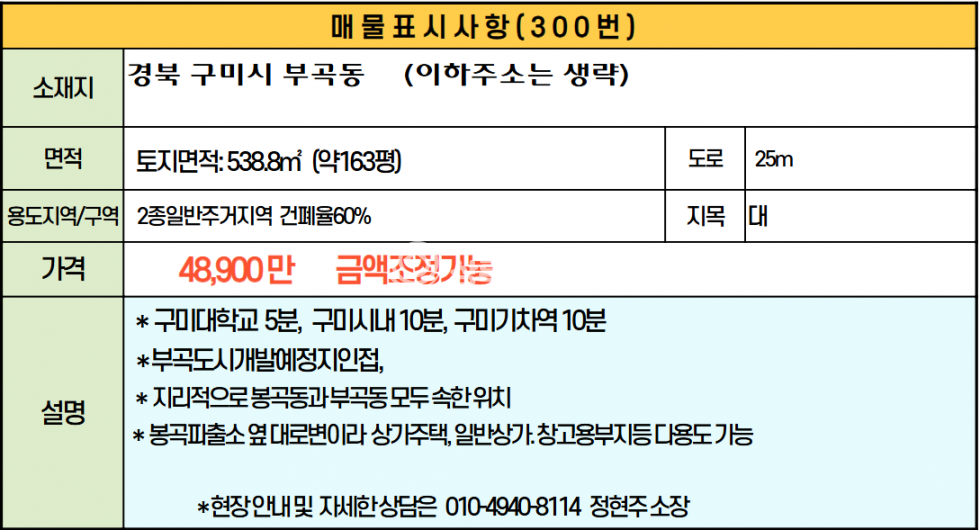 경북 구미시 부곡동 봉곡파출소옆나대지 매매 매물번호 10458 사진 5