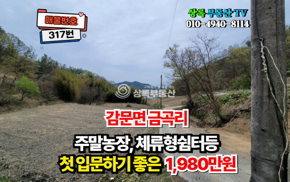 경북 김천시 감문면 금곡리 동네 뒤 주말농장, 체류형쉼터용 첫 입문하기 좋은 토지 매매 매물번호 10538 사진 1